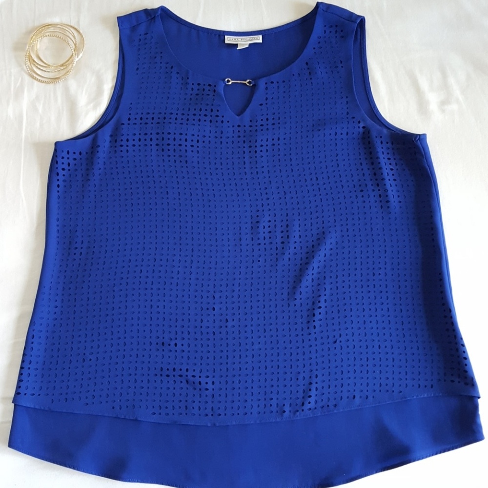 Dana Buchman Blue Pattern Top
